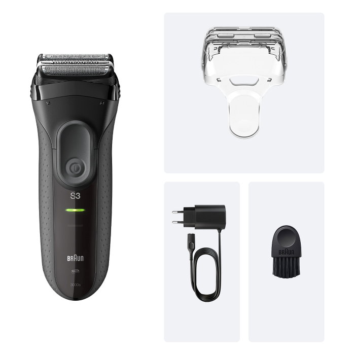 Braun Serie 3 3000S Máquina de Afeitar Láminas Gris Carga AC/Batería 30 min