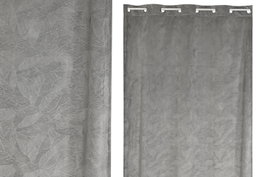 DKD Home Decor Cortina de Poliéster 140x260 con 8 Anillas Gris Claro