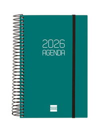 Agenda Anual (2026) Finocam Espiral Opaque Espiral Tapa Pp Con Goma E5 117X181 D/P Verde