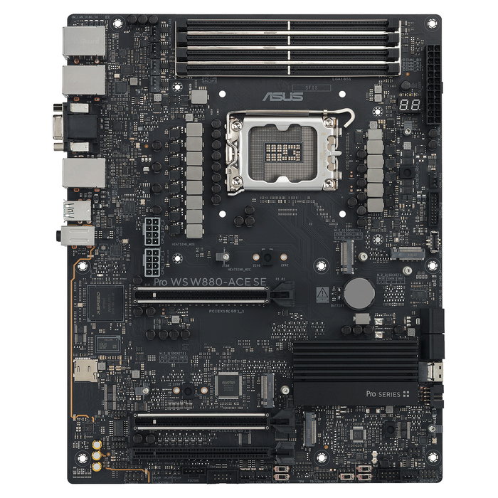 ASUS Pro WS W880-ACE SE - Placa Base ATX W880 LGA1851 para Intel Core Ultra, DDR5, 2x PCIe 5.0 x16, 4x M.2, USB4, 3x 2.5Gb LAN, Thunderbolt