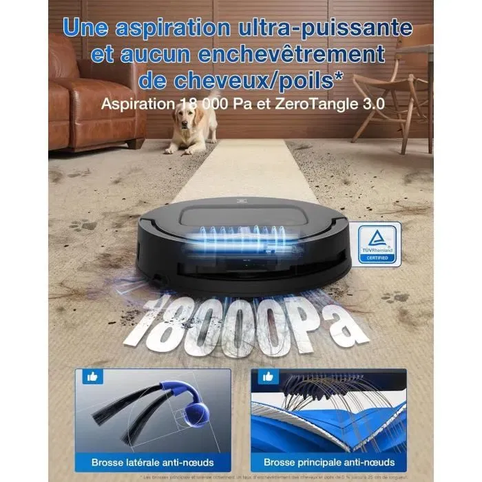 Ecovacs T80 OMNI Robot Aspirador y Fregador 18.000 Pa Limpieza Automática Instantánea OZMO Roller ZeroTangle 3.0
