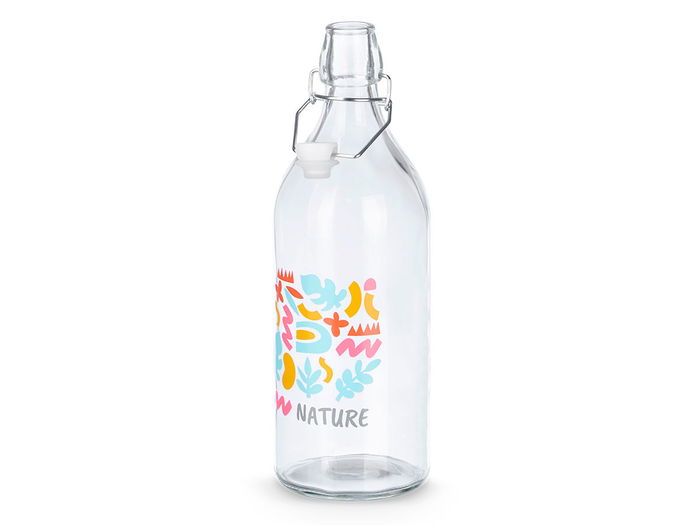Vivalto Botella Nature 1L Transparente Vidrio, Plástico, Silicona, Metal 1000 ml 9x28x9 cm (Set de 18)