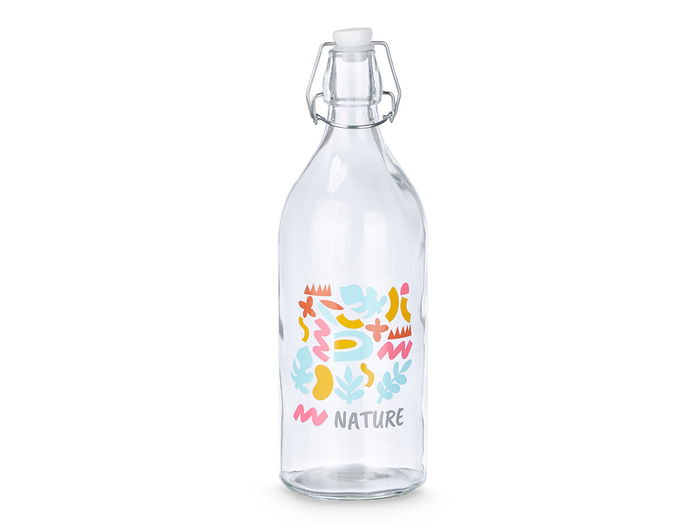 Vivalto Botella Nature 1L Transparente Vidrio, Plástico, Silicona, Metal 1000 ml 9x28x9 cm (Set de 18)