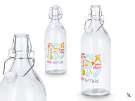 Vivalto Botella Nature 1L Transparente Vidrio, Plástico, Silicona, Metal 1000 ml 9x28x9 cm (Set de 18)