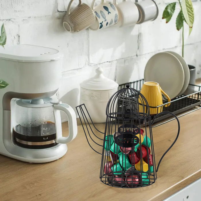 Inde Organizador Metálico para Cápsulas de Café Tipo Tetera 29 x 15.1 x 26 cm (8 Unidades)