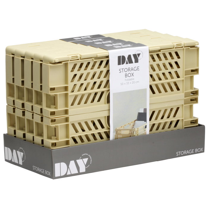 San Day Caja Plegable Almacenaje Apilable Amarillo Arena 50x33x20 cm Capacidad 27.6L 45kg