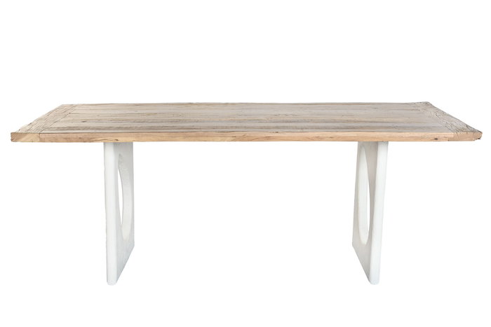 DKD Home Decor Mesa Comedor Mediterraneo Blanco Natural Madera Reciclada Mango 200.5 x 100.5 x 77 cm DKD Home Decor Mesa Comedor Mediterraneo Blanco Natural Madera Reciclada Mango 200.5 x 100.5 x 77 cm