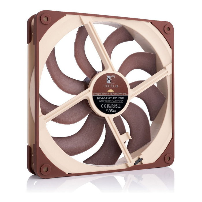 NOCTUA NF-A14x25 G2 PWM Ventilador 140mm, 1500 RPM, 155.6 m3/h, 24.8 dB, 4-Pin, Beige