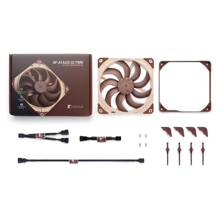 NOCTUA NF-A14x25 G2 PWM Ventilador 140mm, 1500 RPM, 155.6 m3/h, 24.8 dB, 4-Pin, Beige