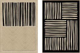 DKD Home Decor Set de 2 Cuadros de Lienzo Pintados a Mano 103x143 cm Beige y Negro