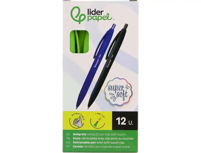 Liderpapel Bolígrafo InkPro 07 Retráctil Punta 1 mm Tinta Azul Cuerpo Verde Softtouch con Clip - Perfecto para Uso Diario Liderpapel Bolígrafo InkPro 07 Retráctil Punta 1 mm Tinta Azul Cuerpo Verde Softtouch con Clip - Perfecto para Uso Diario