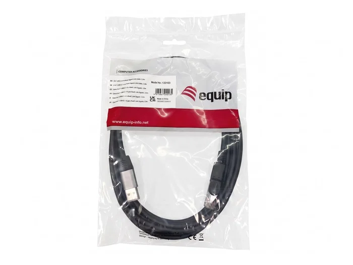 Equip Cable 2 en 1 USB-C + A a RJ45 Gigabit Ethernet 5 m Negro