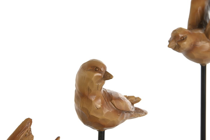 DKD Home Decor Decoración de Resina de Pájaros Marrón