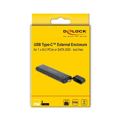DeLOCK Caja Externa USB Tipo-C Combo para M.2 NVMe PCIe o SATA SSD