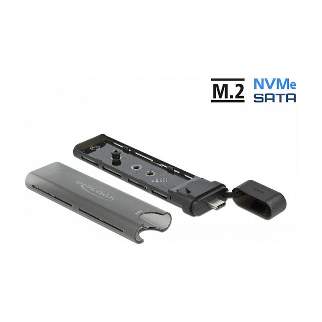 DeLOCK Caja Externa USB Tipo-C Combo para M.2 NVMe PCIe o SATA SSD
