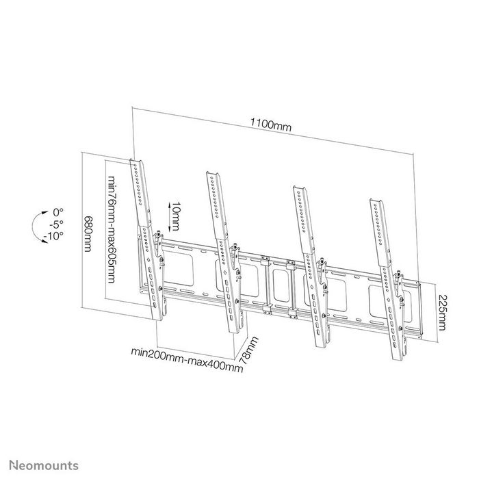 Neomounts NS-WMB200PBLACK Soporte de Pared para Pantallas de 40"-52", Montaje Vertical - Negro
