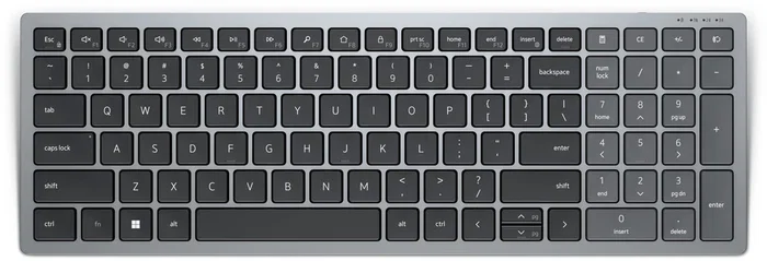 Dell KB740 Teclado Inalámbrico y Bluetooth Compacto Multi-Dispositivo para Oficina, Español QWERTY, Color Gris y Negro, Batería Hasta 36 Meses
