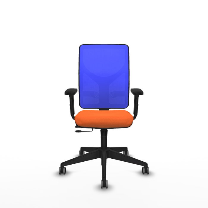 PIQUERAS Y CRESPO Silla de oficina Motilla con mecanismo Sincro/Traslack, Tela Naranja y Malla Azul