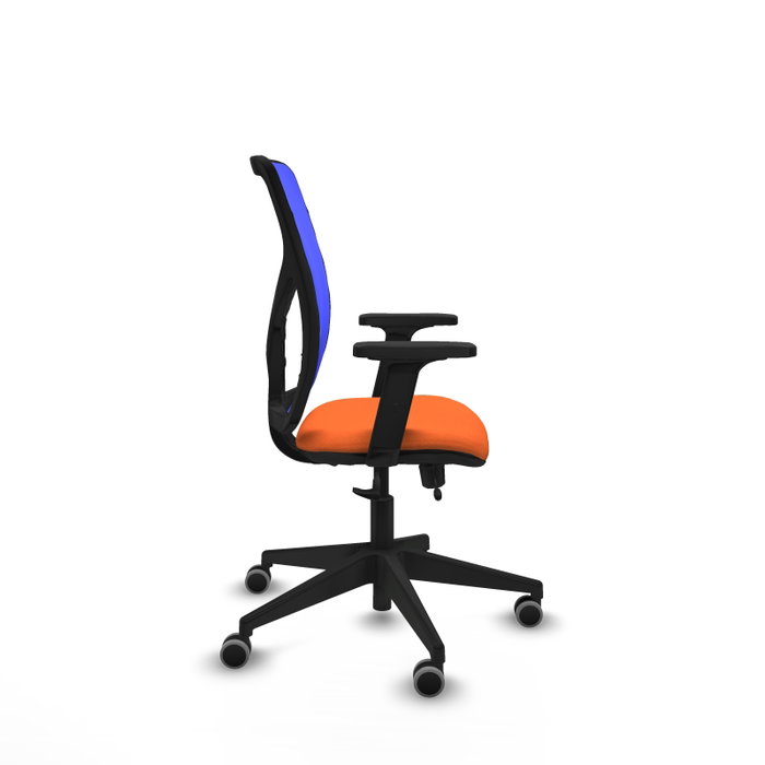 PIQUERAS Y CRESPO Silla de oficina Motilla con mecanismo Sincro/Traslack, Tela Naranja y Malla Azul