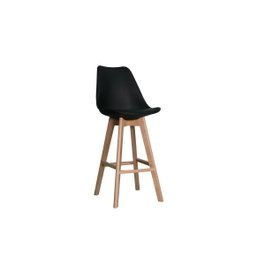 DKD Home Decor Taburete de Haya y PU Negro