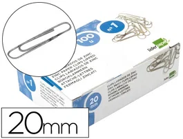 Liderpapel Clips nº1 con labiados de 20 mm, caja de 100 unidades