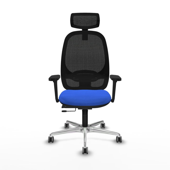 PIQUERAS Y CRESPO Silla de oficina Cilanco con mecanismo Sincro/Traslack, Tela Azul y Malla Negra