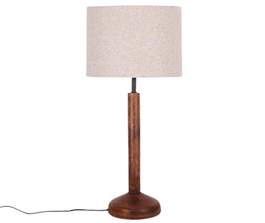 DKD Home Decor Lámpara Sobremesa Sixties Marrón Oscuro Crudo Mango Algodón 35 x 70 x 35 cm