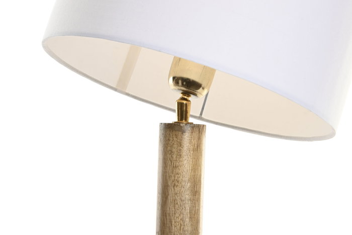 DKD Home Decor Lámpara Sobremesa Sixties Marrón Oscuro Crudo Mango Algodón 35 x 70 x 35 cm