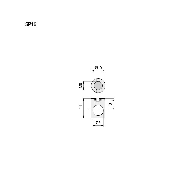 HERRAJES ALK Anclaje Embolo D10-13 M6 Zincado Espesor 16 para Muebles y Estructuras