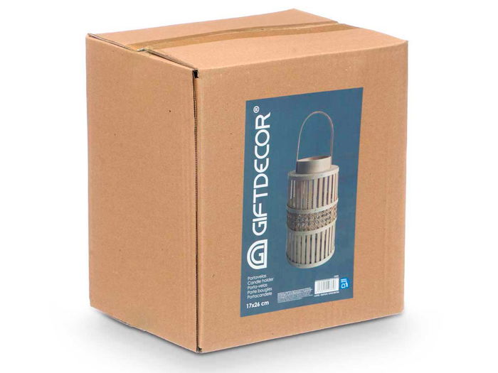 Giftdecor Farol Bambú Natural Vela Med 16.5x39x16.5 cm Portavela: 10x10x10 cm (Set de 6)