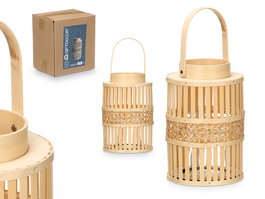 Giftdecor Farol Bambú Natural Vela Med 16.5x39x16.5 cm Portavela: 10x10x10 cm (Set de 6)
