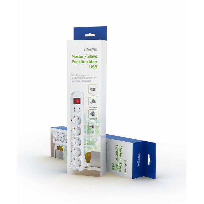 Gembird PCW-MS2G Protector de sobretensión con 5 salidas CA, 250 V, 1.8 m, Blanco Gembird PCW-MS2G Protector de sobretensión con 5 salidas CA, 250 V, 1.8 m, Blanco