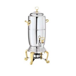 Asia Urna Cafetera para Buffet, 6 l, Acero Inoxidable y Latón Dorado, con Quemador Firestar, 56 cm de Alto