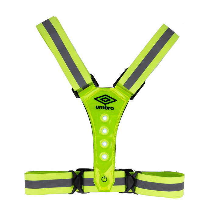 Umbro Chaleco reflectante ajustable con tiras reflectantes con led, verde fosforescente Umbro Chaleco reflectante ajustable con tiras reflectantes con led, verde fosforescente