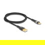 DELOCK Cable USB 2.0 Tipo-A Macho a Tipo-C Macho para Carga Rápida 60W 1m, Transferencia 480Mbit/s, Negro
