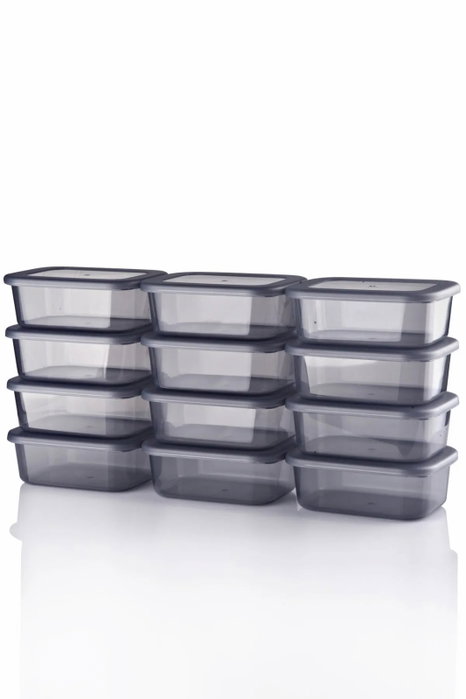 Hermia Caja de almacenamiento 250 ml (12 Piezas) Antracita de Plástico para Organización del Hogar