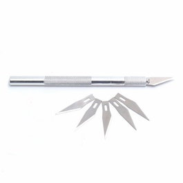 CoreParts Bisturí o Cuchillo de Corte para Reparación, con Paquete: 1 mango, 1 hoja no. 11 incorporada, 10 hojas extra