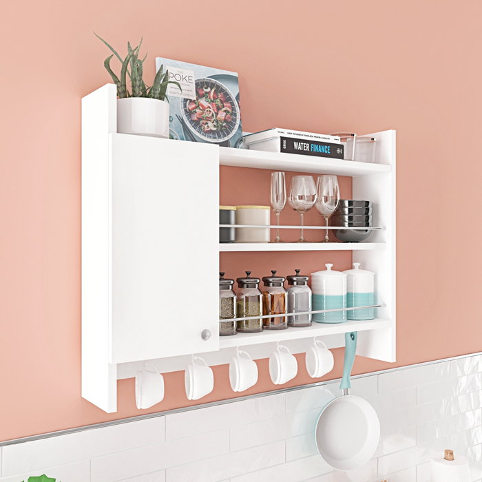 Hanah Home Estantería de Cocina Blanca 85x65x15 cm Hanah Home Estantería de Cocina Blanca 85x65x15 cm