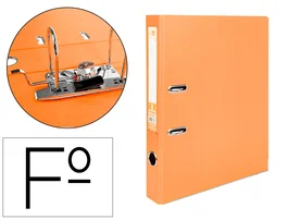 Liderpapel Archivador de Palanca Forrado PVC Naranja 52 mm Folio