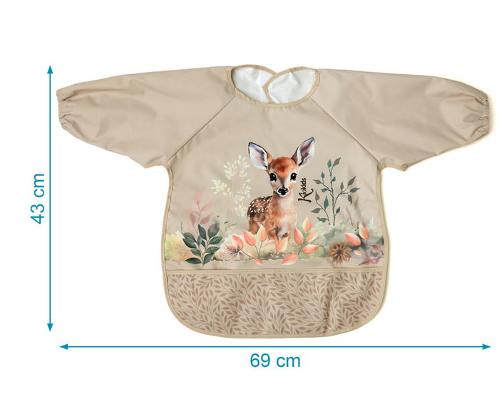 KioKids Babero Impermeable con Mangas Ciervo Beige Honey para +4 Meses