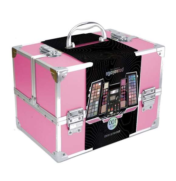 Markwins Maletín Metálico Maquillaje Profesional Color Pink (Rosa) Incluye 100 Piezas. 30.40x23.40x20.60 cm