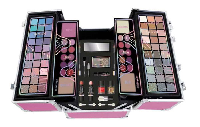 Markwins Maletín Metálico Maquillaje Profesional Color Pink (Rosa) Incluye 100 Piezas. 30.40x23.40x20.60 cm