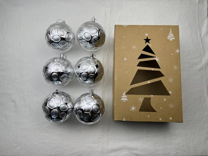 DKD Home Decor Set de 6 Bolas de Decoración de PVC, Dorado y Plateado