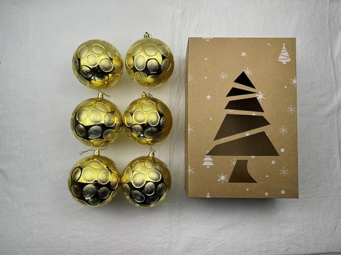 DKD Home Decor Set de 6 Bolas de Decoración de PVC, Dorado y Plateado