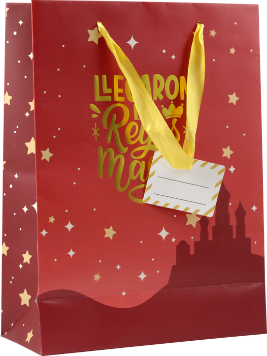 Bismark 333600 Bolsa de Papel para Reyes Magos M (27x12x37 cm) Foil con Tarjeta Colgante Colores Surtidos