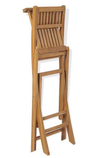 DKD Home Decor Taburete de Teca Plegable para Bar Marrón