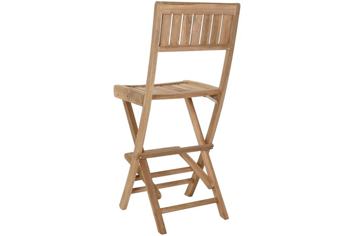 DKD Home Decor Taburete de Teca Plegable para Bar Marrón