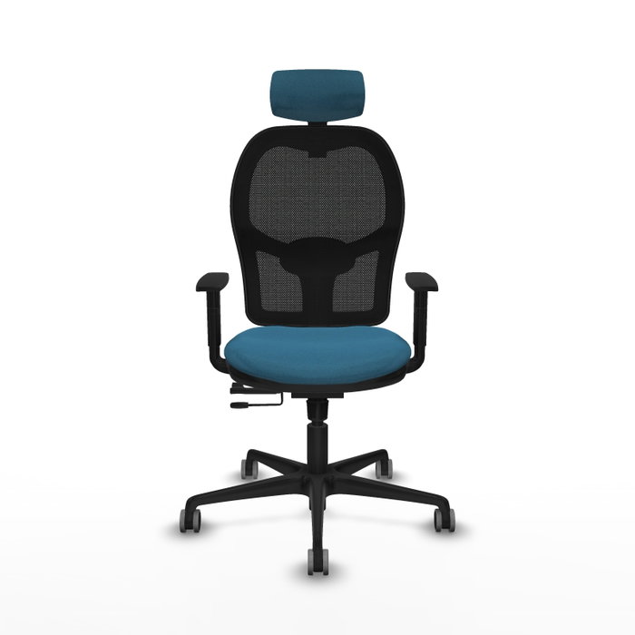 PIQUERAS Y CRESPO Silla de oficina Jorquera con mecanismo Sincro/Traslack, Verde petróleo y Negro