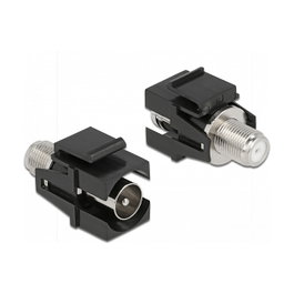 DeLOCK Módulo Keystone IEC macho a conector F hembra negro