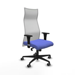 PIQUERAS Y CRESPO Sillón Albacete con Mecanismo Sincro, Tela Azul Claro y Malla Blanca